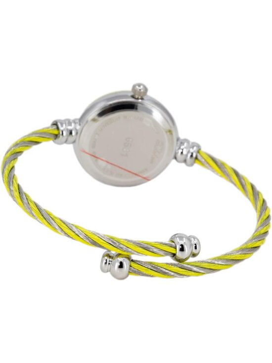 Women\'s Tan Yellow Analog Quartz Elegant Cable Cuff Arabic Number Bracelet Watch main image 5